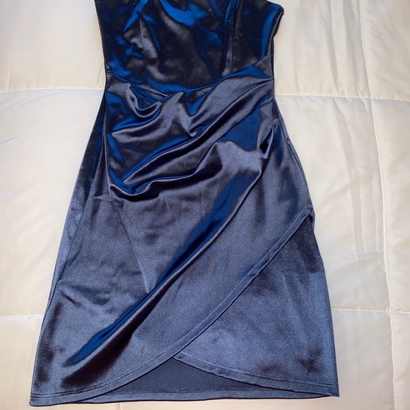 Windsor Satin Blue Mini Dress - Picture 7 of 8